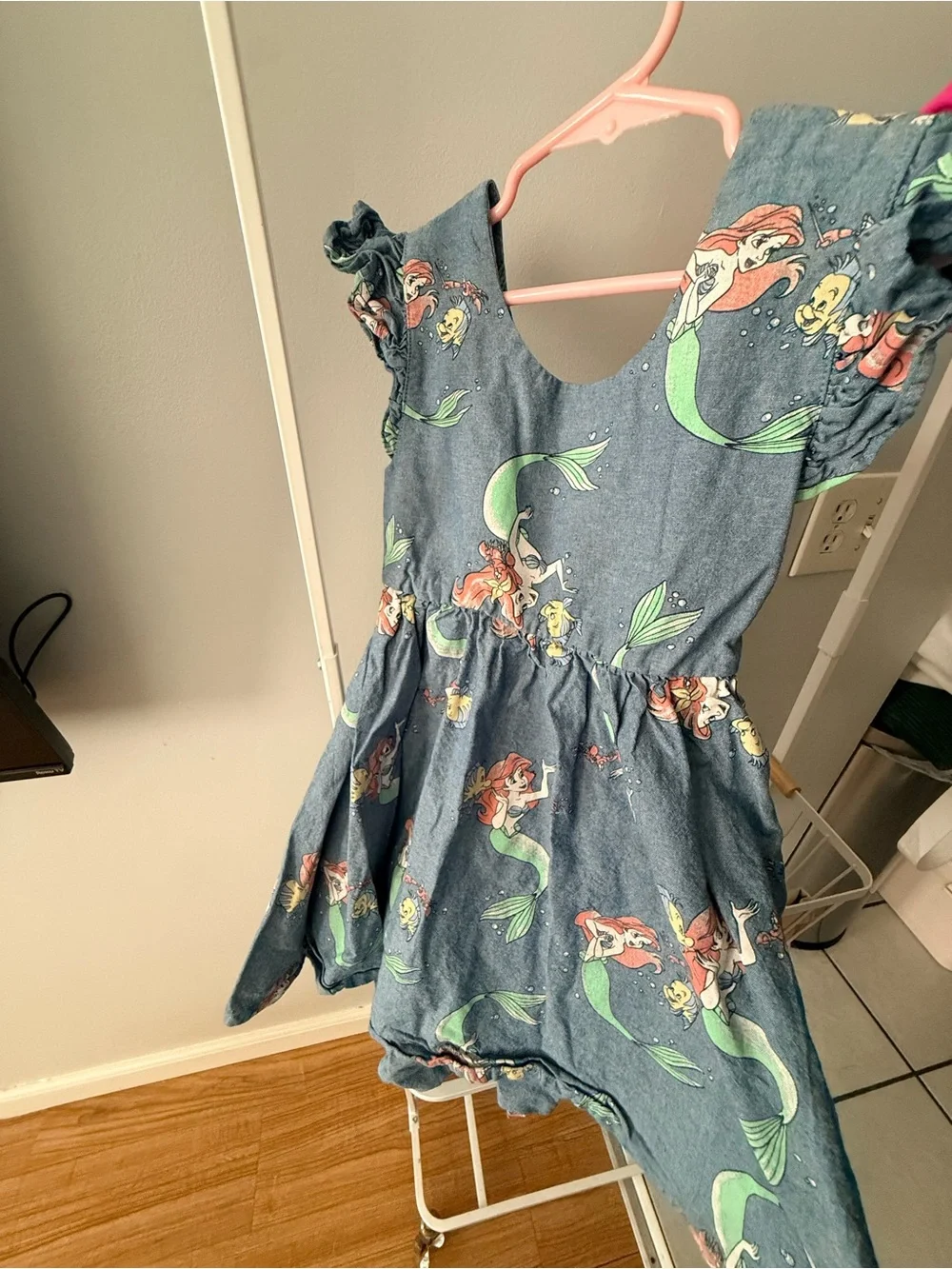 Disney Blue Ariel Mermaid Print Dress with Green Tails